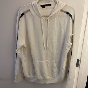 White hooded cotton sweater with embroidered detail